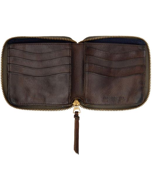 RRL Brown Leather Zip Wallet for men