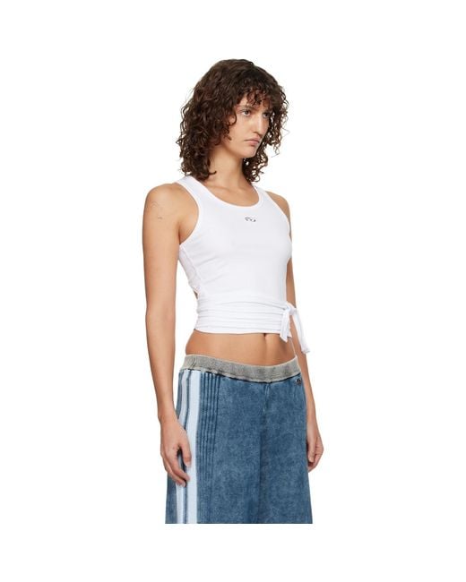 DIESEL Blue Wrap-Around Crop Tank Top