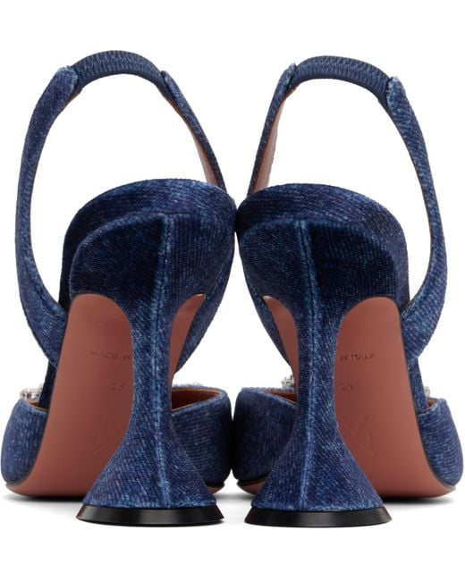 AMINA MUADDI Blue Begum Sling Heels