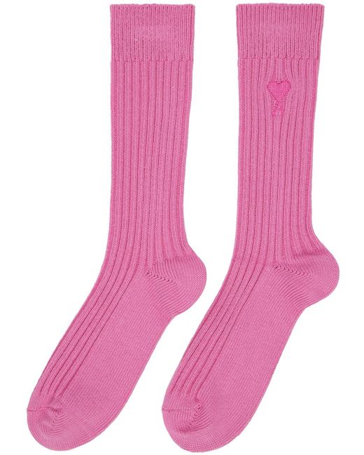AMI Pink Ami De Cœur Socks for men