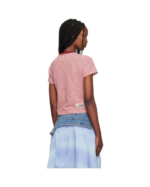 ANDERSSON BELL Multicolor Off- Heart Message Stripe T-Shirt