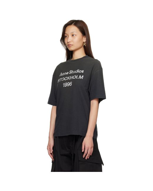 Acne Black Relaxed Fit Logo T-Shirt