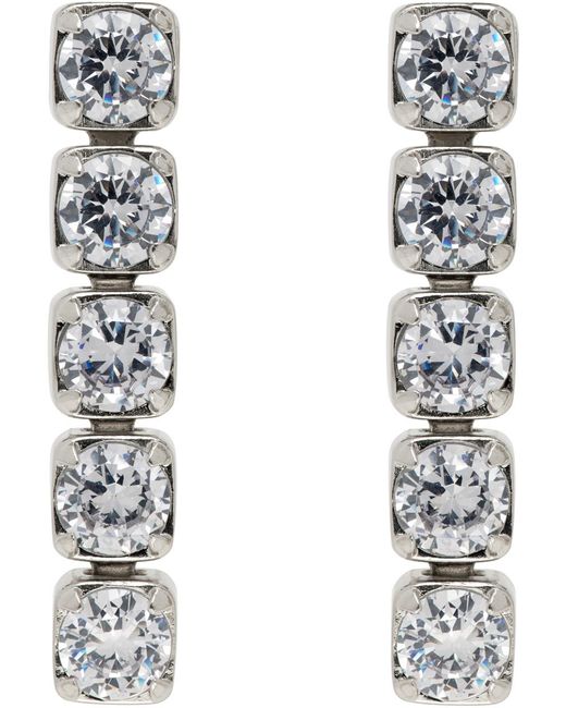 Jil Sander Black Silver Crystal Earrings for men