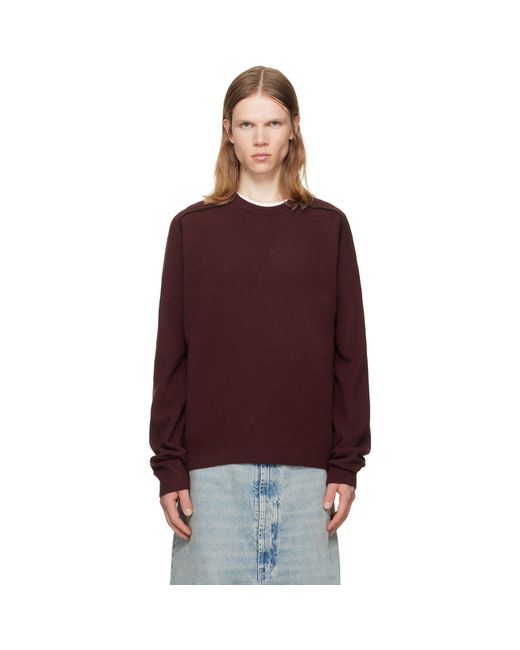 Maison Margiela Red Burgundy Virgin Wool Crewneck Sweater for men