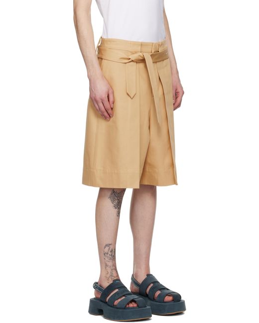 メンズ J.W. Anderson ベージュ フォールデッド フロント プリーツ ショートパンツ Natural