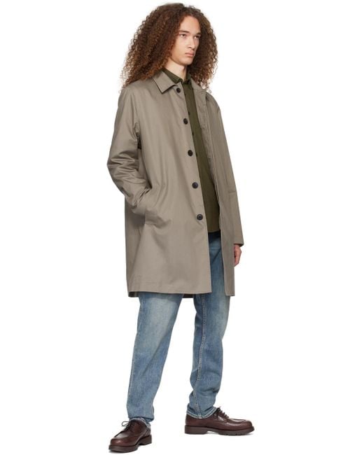 Sunspel Brown Taupe Buttoned Coat for men
