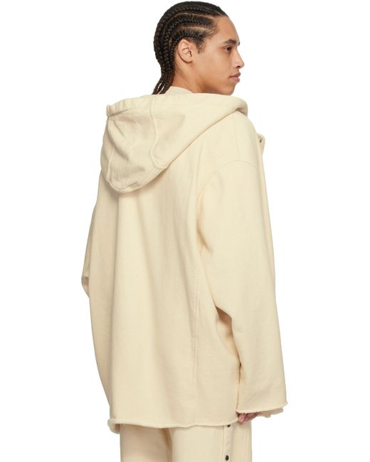Rick Owens Natural Off- Hollywood Peter Zipped Hoodie for men
