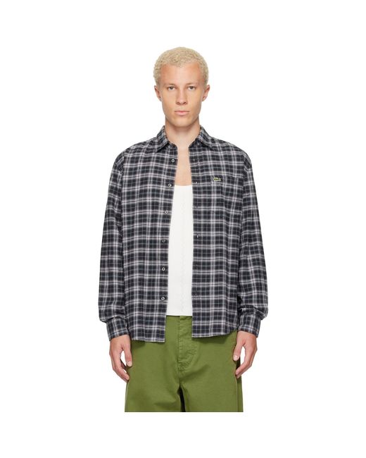 Lacoste Blue Regular Fit Plaid Flannel Shirt for men