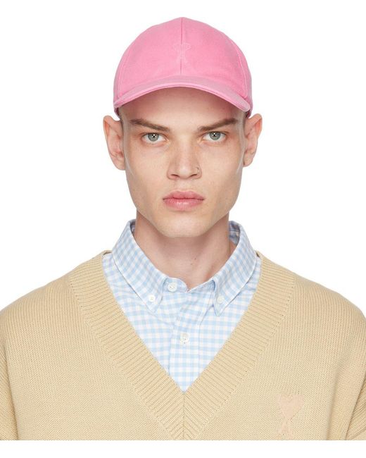 Ami Paris Ami De Cœur Cap in Pink for Men | Lyst
