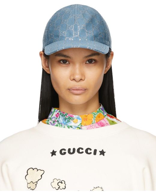 Gucci 【公式】 (グッチ)GGラメ ベースボールキャップライトブルー
