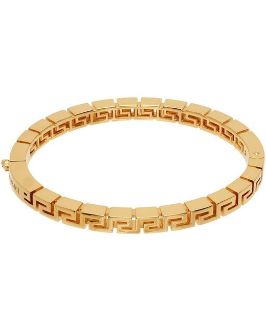 Versace Black Gold Greca Bangle Bracelet for men