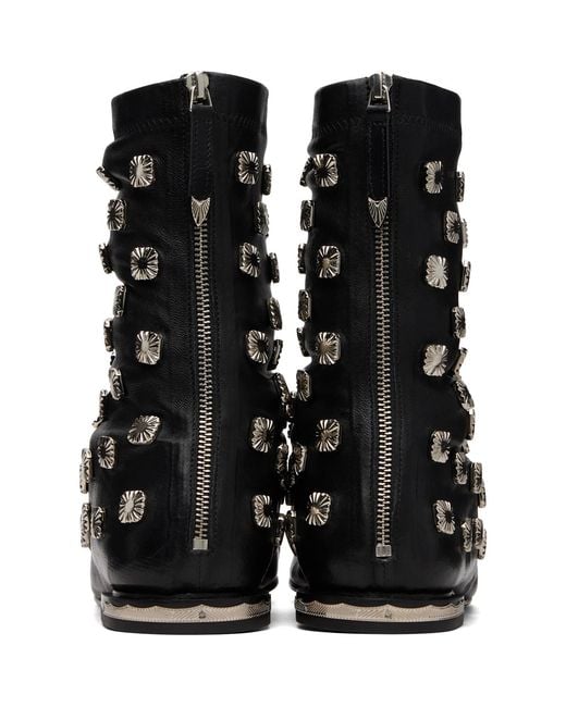 Toga Virilis Black Stretch Leather Chelsea Boots for men