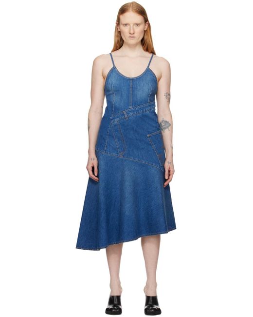 J.W. Anderson Blue Twisted Denim Midi Dress