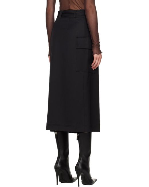 LVIR Black Ssense Exclusive Belted Midi Skirt