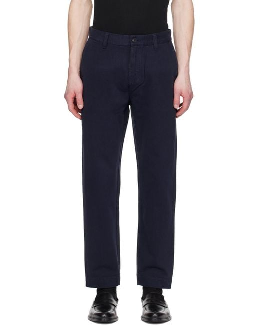 HUGO Blue Navy Tapered-fit Trousers for men