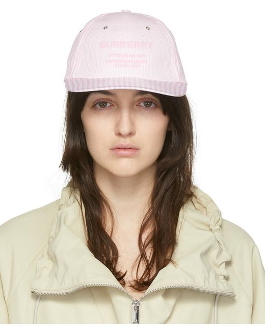 Burberry Cotton Striped Horseferry Cap in Pink | Lyst UK