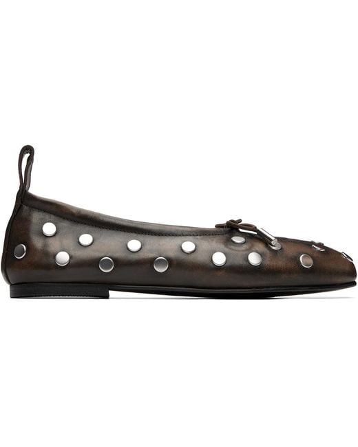 Alohas Black Rosalind All Studs Vintage Effect Ballerina Flats