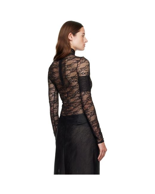 Courreges Black Lace Mockneck Top