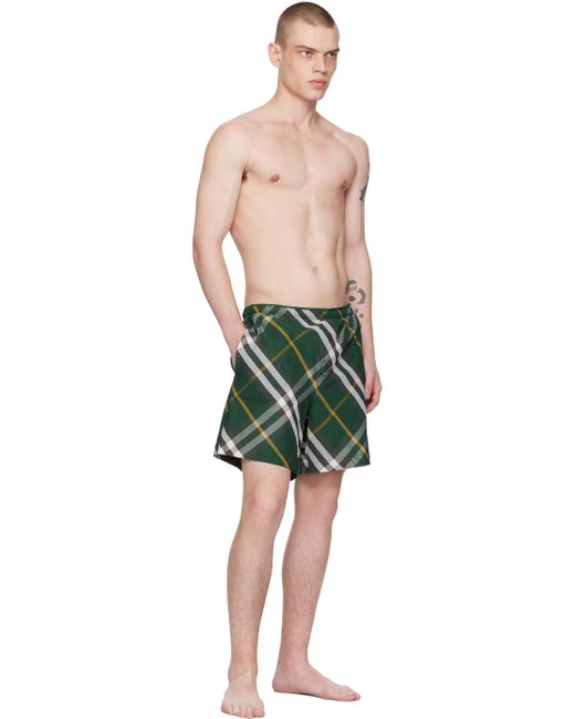 Burberry Green Check Swim Shorts for men