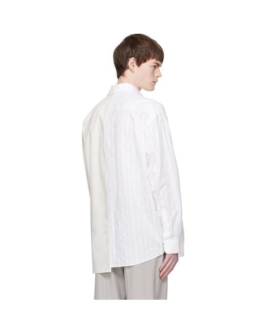 MM6 by Maison Margiela White Off- & Numeric Asymmetric Shirt for men