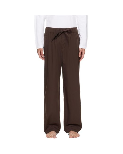 Tekla Brown Poplin Pyjama Pants for men
