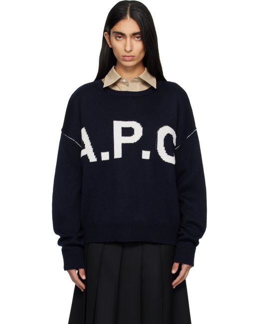 A.P.C. Logo 'A.P.C' Sweater in Blue | Lyst UK