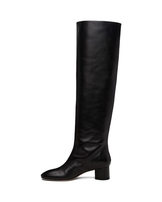 Aeyde Black Willa Leather Over-Knee Boots