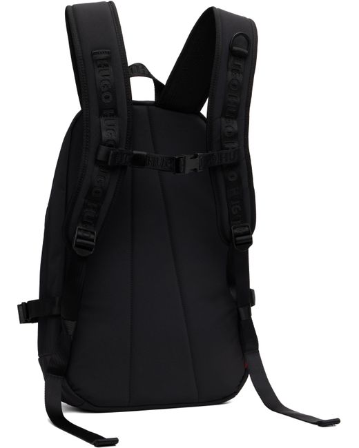 HUGO Black Logo Patch Backpack for men
