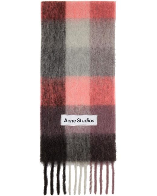 Acne Multicolor Pink & Gray Checked Scarf for men