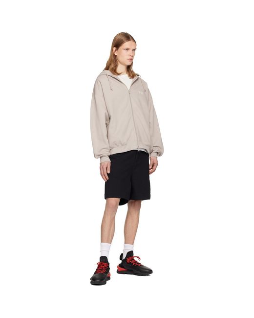 Y-3 Black Taupe Brushed Terry Zipper Hoodie for men