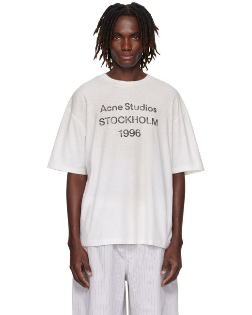 Acne White Off- Logo T-Shirt for men