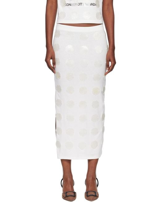 Conner Ives White Mother Of Pearl Paillette Maxi Skirt