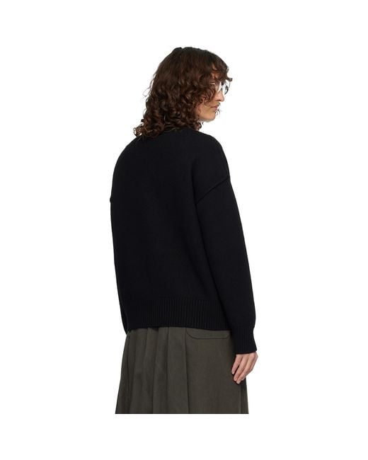 AMI Black Wool Crewneck Ami De Coeur Sweater