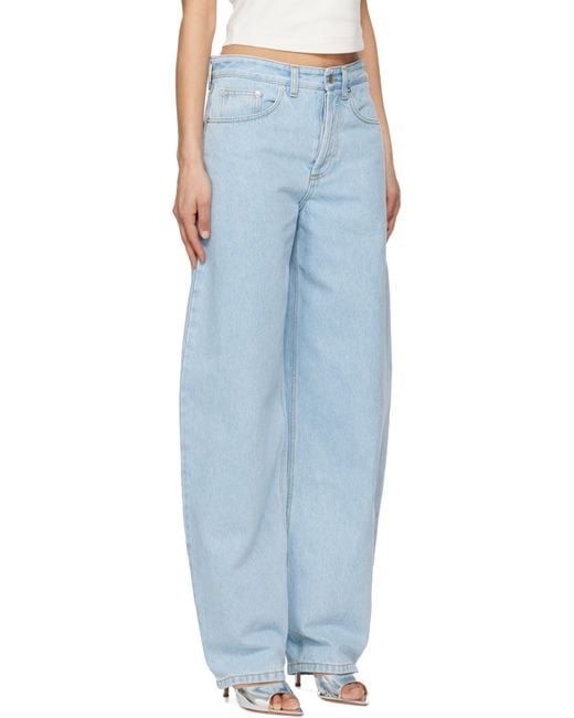 Mugler Blue Laced-Up Wide-Leg Jeans