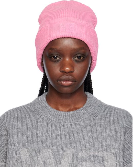 T By Alexander Wang Multicolor Pink Logo Compact Deboss Beanie