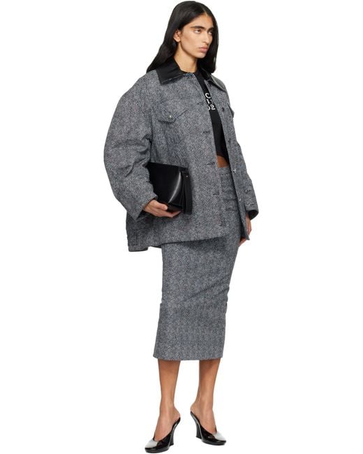 Givenchy Gray Low Waist Kick Back Midi Skirt