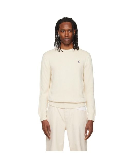 Polo Ralph Lauren Natural Off- Cotton Long Sleeve Sweater for men