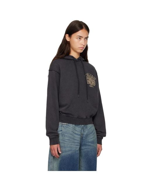 DIESEL Black Prints & Rhinestone Studs Hoodie