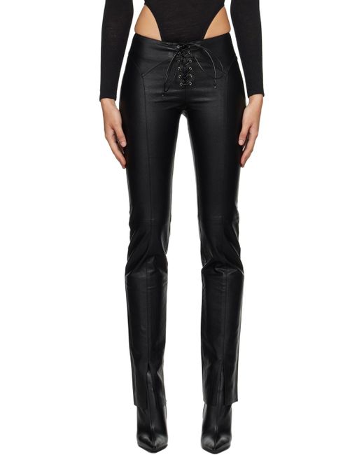 Pantalon element noir en cuir synthétique Miaou en coloris Black