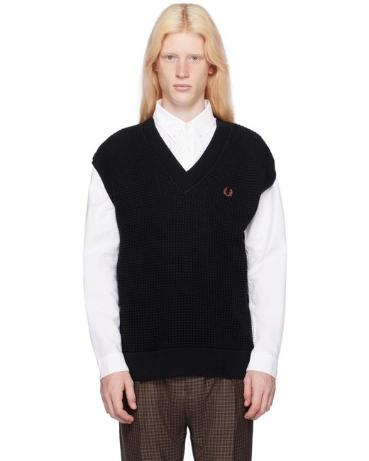 Gilet Noir À Col En V Fred Perry pour homme en coloris Black
