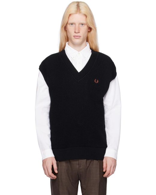 Fred Perry Black V-Neck Vest for men