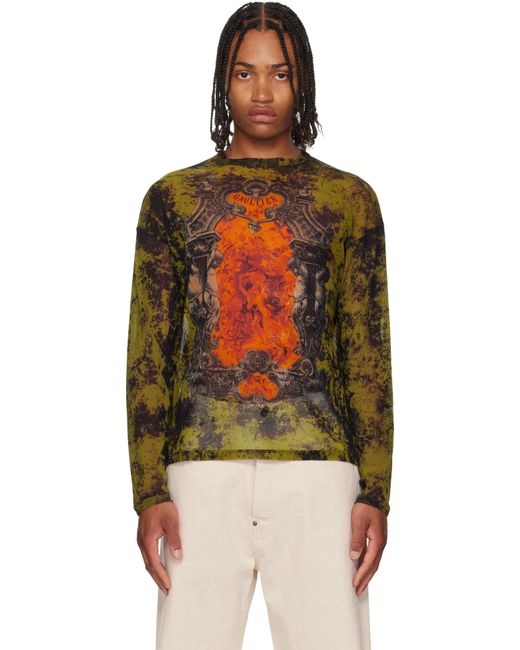 Haut Surdimensionné Noir Et Kaki À Imprimé Médaillon Jean Paul Gaultier pour homme en coloris Black