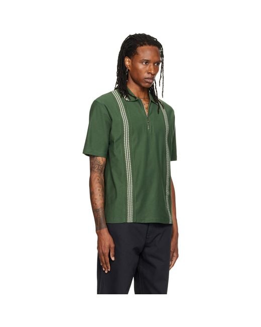 Palmes Green Panel/Zip Polo for men