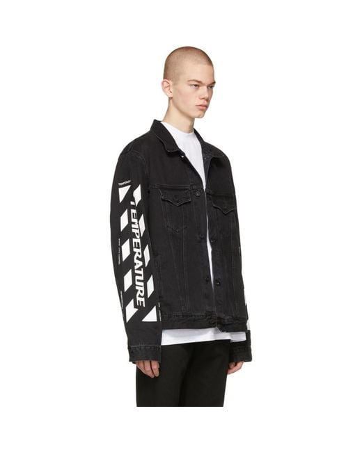 Konsultere Kæmpe stor matrix Off-White c/o Virgil Abloh Ssense Exclusive Black Denim Temperature Jacket  for Men | Lyst