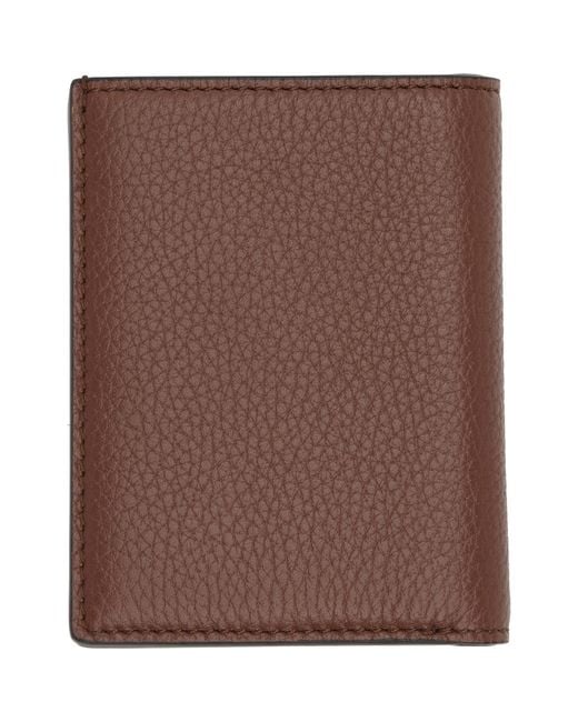 Tom Ford Brown Tan Grain Leather Folding Card Holder for men