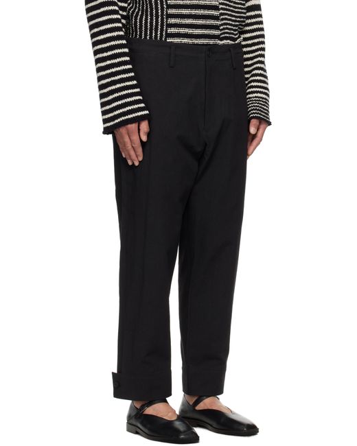 メンズ Yohji Yamamoto ブラック Belted Hem トラウザーズ Black