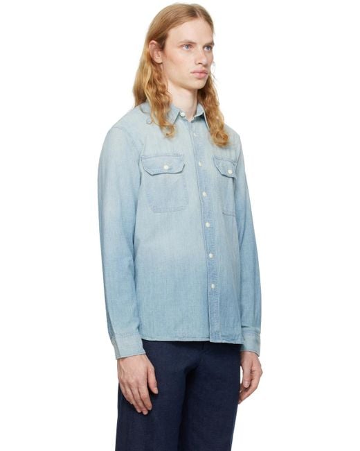 RRL Blue Indigo Chambray Work Shirt for men