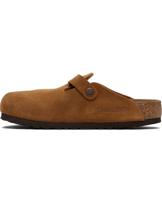 Birkenstock Black Tan Regular Boston Soft Footbed Slip-On Loafers