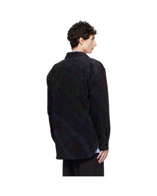 Dries Van Noten Black Cotton Corduroy Shirt for men