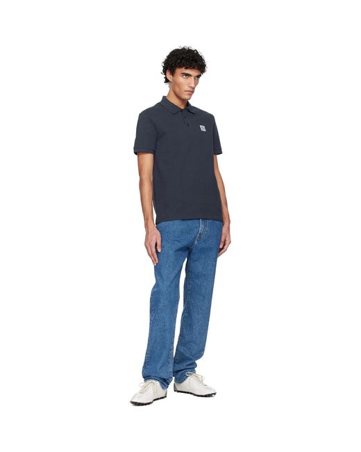 Balmain Blue Embroidered Cotton Polo for men